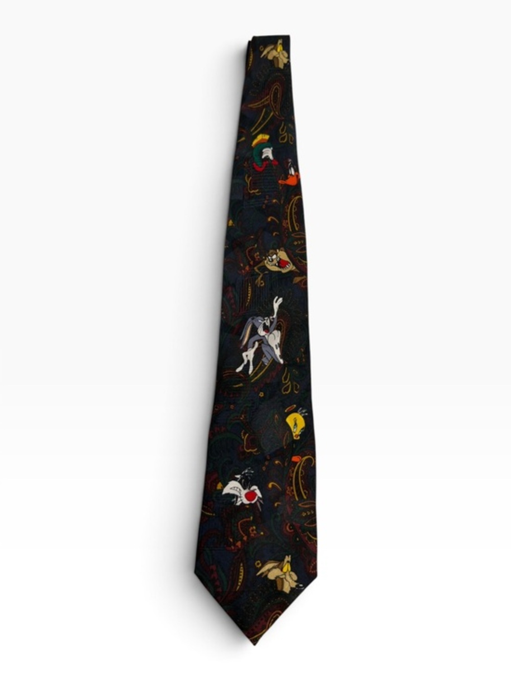Vintage 1995 Looney Tunes Mania Warner Bros Silk Tie Bugs Bunny Taz Tweety